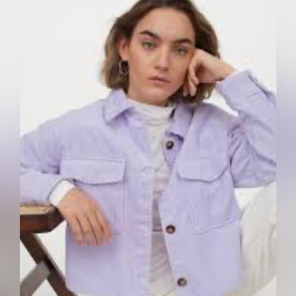GAP Jackets & Blazers - GAP|Pastel Lavender Lilac Button-Front Utility Jacket,Cotton/Canvas size LARGE•